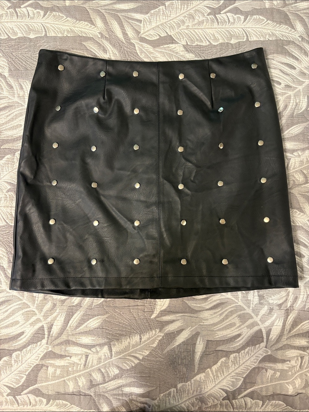 Hot Gal Black Faux Leather Studded Mini Skirt